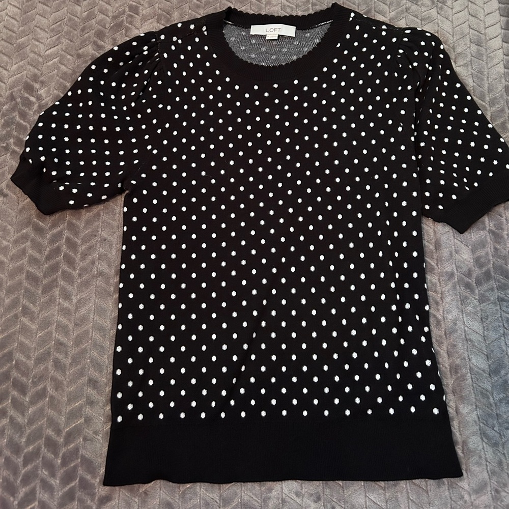 Spring black with white polka dot sweater
